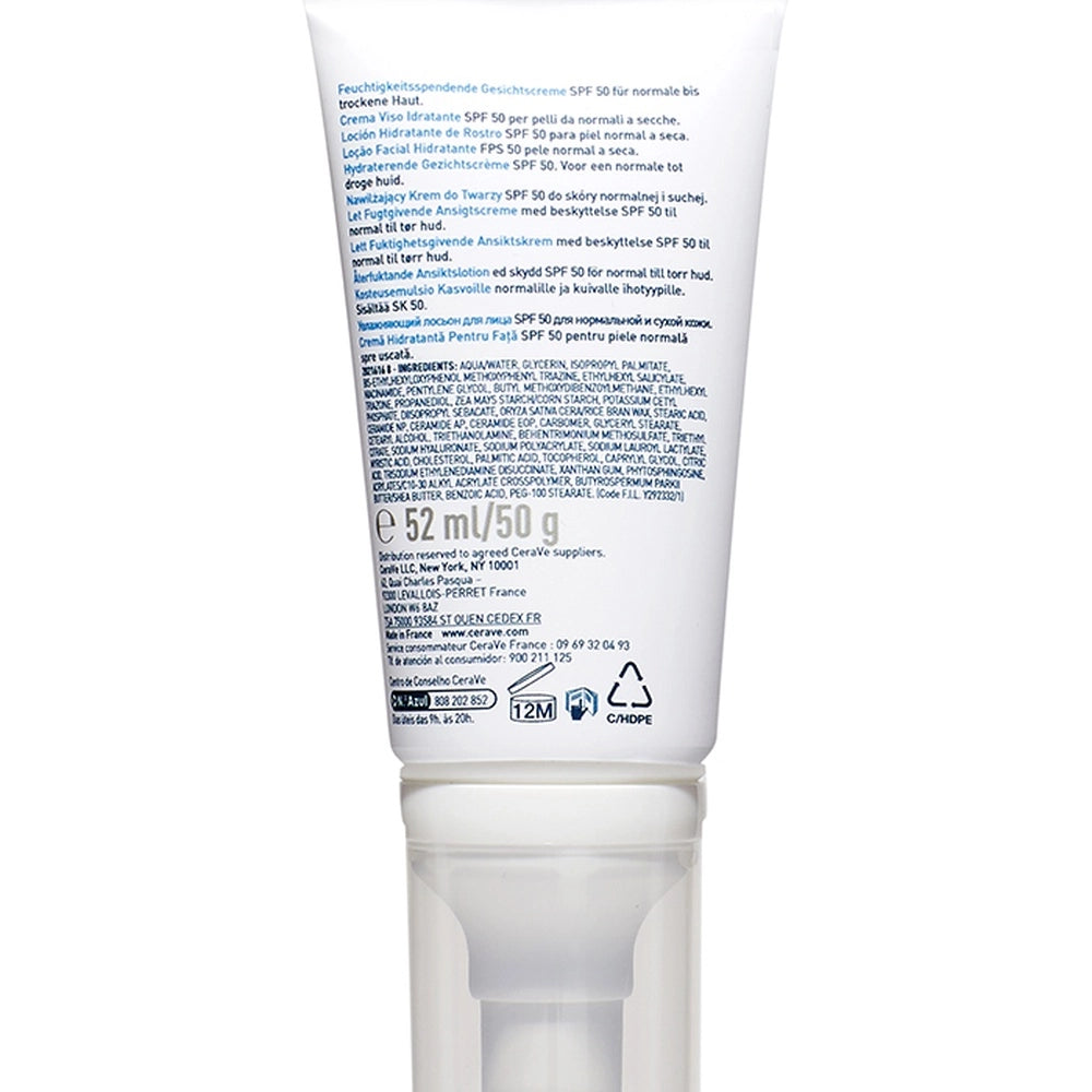 CERAVE – Crème Hydratante Visage Peau Normale à Sèche SPF50 – 52ml