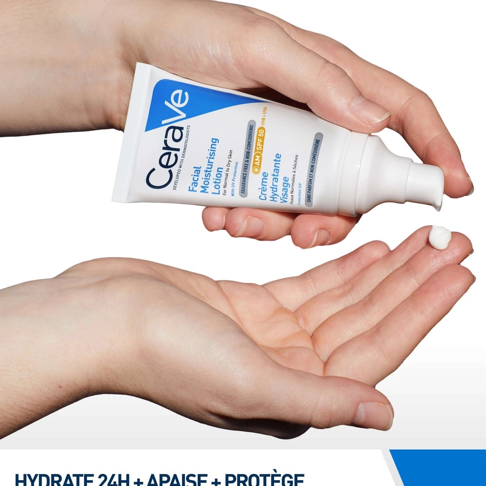 CERAVE – Crème Hydratante Visage Peau Normale à Sèche SPF50 – 52ml