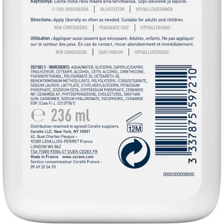 CERAVE LAIT HYDRATANT PEAUX SÈCHES A TRÈS SÈCHES 236ML